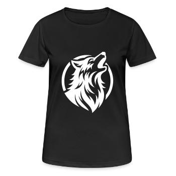 Le loup hurlant comme protecteur de la forêt - T-shirt respirant Femme - noir - Devant - AI Model Female 172 light (172cm)