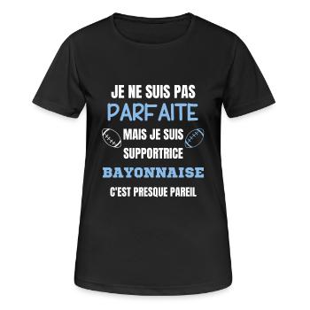 Supportrice Bayonnaise Parfaite Rugby - T-shirt respirant Femme - noir - Devant - AI Model Female 172 light (172cm)