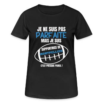 Supportrice Parfaite Montpellier Rugby - T-shirt respirant Femme - noir - Devant - AI Model Female 172 light (172cm)