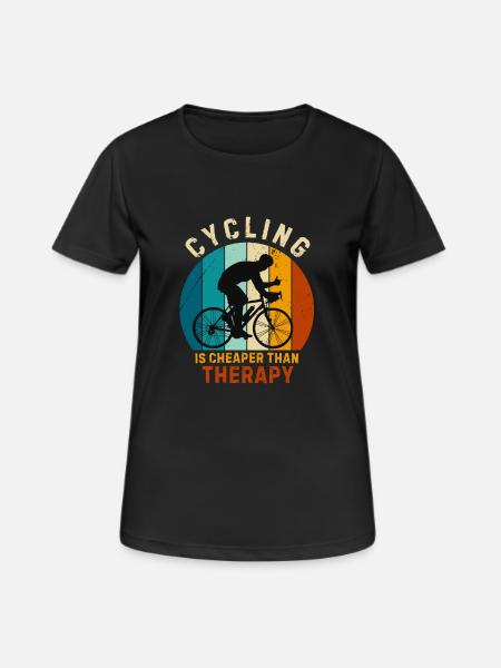 Cycling Is Cheaper Than Therapy.Cycling Jersey - Women's Breathable T-Shirt - black