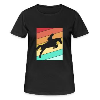 Springreiten Springpferd - Frauen T-Shirt atmungsaktiv - Schwarz - Vorne - AI Model Female 172 light (172cm)