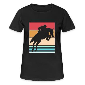 Springreiten Springpferd - Frauen T-Shirt atmungsaktiv - Schwarz - Vorne - AI Model Female 172 light (172cm)