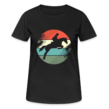 Springreiten Springpferd - Frauen T-Shirt atmungsaktiv - Schwarz - Vorne - AI Model Female 172 light (172cm)