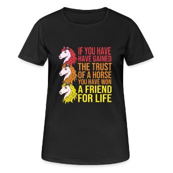 Springreiten Springpferd - Frauen T-Shirt atmungsaktiv - Schwarz - Vorne - AI Model Female 172 light (172cm)