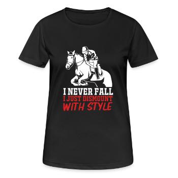 Springreiten Springpferd - Frauen T-Shirt atmungsaktiv - Schwarz - Vorne - AI Model Female 172 light (172cm)