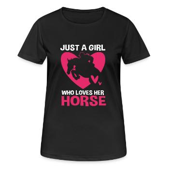 Springreiten Springpferd - Frauen T-Shirt atmungsaktiv - Schwarz - Vorne - AI Model Female 172 light (172cm)