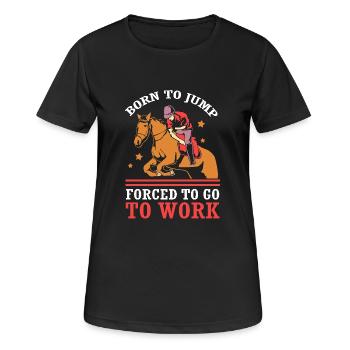 Springreiten Springpferd - Frauen T-Shirt atmungsaktiv - Schwarz - Vorne - AI Model Female 172 light (172cm)