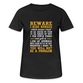 Dressur Dressurpferd Dressurreiter - Frauen T-Shirt atmungsaktiv - Schwarz - Vorne - AI Model Female 172 light (172cm)