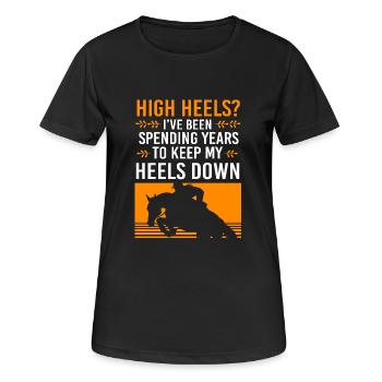 Dressur Dressurpferd Dressurreiter - Frauen T-Shirt atmungsaktiv - Schwarz - Vorne - AI Model Female 172 light (172cm)