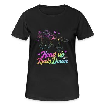 Dressur Dressurpferd Dressurreiter - Frauen T-Shirt atmungsaktiv - Schwarz - Vorne - AI Model Female 172 light (172cm)