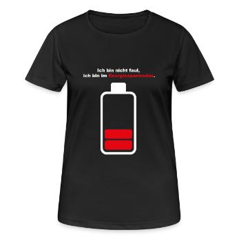 Ich bin nicht faul, ich bin im Energiesparmodus - Frauen T-Shirt atmungsaktiv - Schwarz - Vorne - AI Model Female 172 light (172cm)