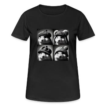 hamster Selfie Funny Hats Vintage Photo Shoot Anim - Women's Breathable T-Shirt - black - Front - AI Model Female 172 light (172cm)