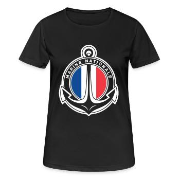Marine Nationale - T-shirt respirant Femme - noir - Devant - AI Model Female 172 light (172cm)