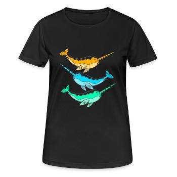 Narwal - Frauen T-Shirt atmungsaktiv - Schwarz - Vorne - AI Model Female 172 light (172cm)