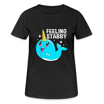 Narwal - Frauen T-Shirt atmungsaktiv - Schwarz - Vorne - AI Model Female 172 light (172cm)