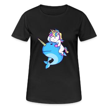Narwal - Frauen T-Shirt atmungsaktiv - Schwarz - Vorne - AI Model Female 172 light (172cm)