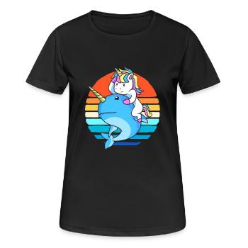 Narwal - Frauen T-Shirt atmungsaktiv - Schwarz - Vorne - AI Model Female 172 light (172cm)