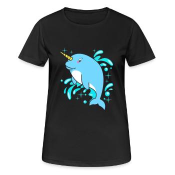 Narwal - Frauen T-Shirt atmungsaktiv - Schwarz - Vorne - AI Model Female 172 light (172cm)