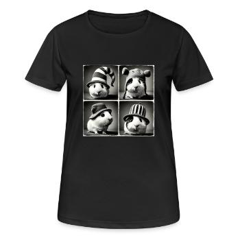 Meerschweinchen Selfie Lustige Hüte Vintage Fotoshooting A - Frauen T-Shirt atmungsaktiv - Schwarz - Vorne - AI Model Female 172 light (172cm)