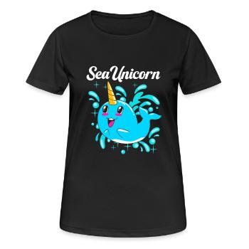 Narwal - Frauen T-Shirt atmungsaktiv - Schwarz - Vorne - AI Model Female 172 light (172cm)