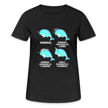 Narwal - Frauen T-Shirt atmungsaktiv - Schwarz - Vorne - AI Model Female 172 light (172cm)