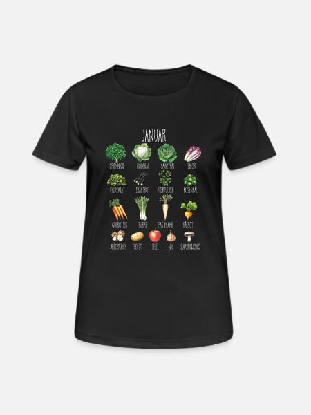 January Seasonal Fruits and Vegetables Collage - Women's Breathable T-Shirt - black