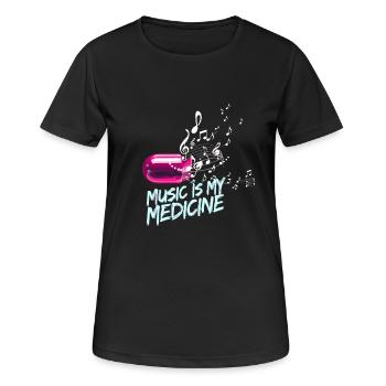Musik ist meine Medizin für Musikliebhaber - Frauen T-Shirt atmungsaktiv - Schwarz - Vorne - AI Model Female 172 light (172cm)
