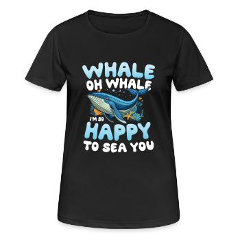 Whale Oh Whale I'm So Happy To Sea - Frauen T-Shirt atmungsaktiv - Schwarz - Vorne - AI Model Female 172 light (172cm)