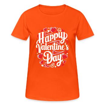 Joyeuse Saint-Valentin - Amour - Cadeau - T-shirt respirant Femme - orange néon - Devant - AI Model Female 172 dark (172cm)