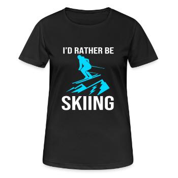 Ski Skiurlaub - Frauen T-Shirt atmungsaktiv - Schwarz - Vorne - AI Model Female 172 light (172cm)