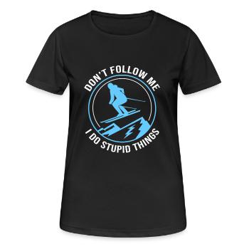 Ski Skiurlaub - Frauen T-Shirt atmungsaktiv - Schwarz - Vorne - AI Model Female 172 light (172cm)