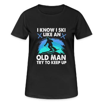 Ski Skiurlaub - Frauen T-Shirt atmungsaktiv - Schwarz - Vorne - AI Model Female 172 light (172cm)