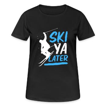 Ski Skiurlaub - Frauen T-Shirt atmungsaktiv - Schwarz - Vorne - AI Model Female 172 light (172cm)