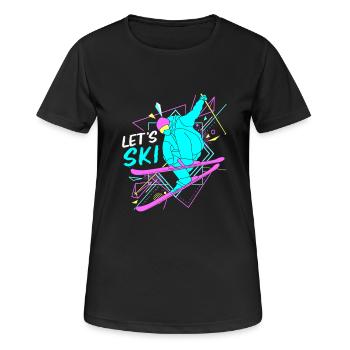 Ski Skiurlaub - Frauen T-Shirt atmungsaktiv - Schwarz - Vorne - AI Model Female 172 light (172cm)