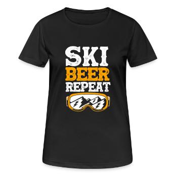 Ski Skiurlaub - Frauen T-Shirt atmungsaktiv - Schwarz - Vorne - AI Model Female 172 light (172cm)
