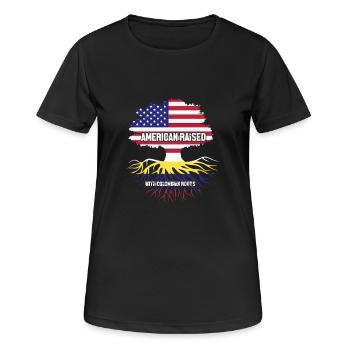 Kolumbien - Frauen T-Shirt atmungsaktiv - Schwarz - Vorne - AI Model Female 172 light (172cm)