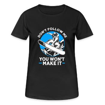 Snowboard Snowboard Vacances snowboard Snowboarders - T-shirt respirant Femme - noir - Devant - AI Model Female 172 light (172cm)