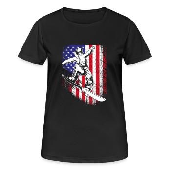 Snowboard Snowboard Vacances snowboard Snowboarders - T-shirt respirant Femme - noir - Devant - AI Model Female 172 light (172cm)