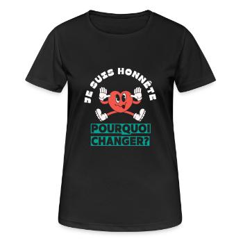 Ich bin ehrlich, warum sich etwas ändern sollte - Frauen T-Shirt atmungsaktiv - Schwarz - Vorne - AI Model Female 172 light (172cm)