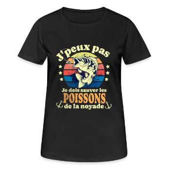 j peux pas je dois sauver les poissons pêche - T-shirt respirant Femme - noir - Devant - AI Model Female 172 light (172cm)