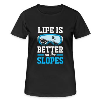 Snowboard Snowboard Vacances snowboard Snowboarders - T-shirt respirant Femme - noir - Devant - AI Model Female 172 light (172cm)