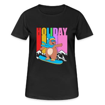 Snowboard Snowboard Vacances snowboard Snowboarders - T-shirt respirant Femme - noir - Devant - AI Model Female 172 light (172cm)