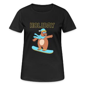 Snowboard Snowboard Vacances snowboard Snowboarders - T-shirt respirant Femme - noir - Devant - AI Model Female 172 light (172cm)