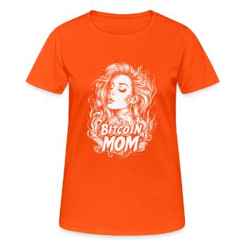 Bitcoin Mom Mutter BTC Crypto Cryptowährung Coin - Frauen T-Shirt atmungsaktiv - Neonorange - Vorne - AI Model Female 172 dark (172cm)