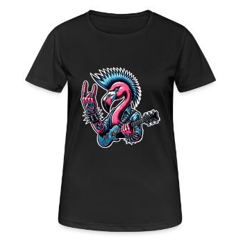 Flamingo Guitariste de Rock and Roll - T-shirt respirant Femme - noir - Devant - AI Model Female 172 light (172cm)