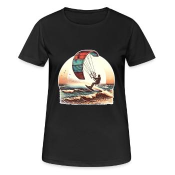 Kitesurf Kitesurfer Kiteboard - Frauen T-Shirt atmungsaktiv - Schwarz - Vorne - AI Model Female 172 light (172cm)