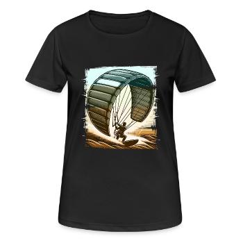 Kitesurf Kitesurfer Kiteboard - Frauen T-Shirt atmungsaktiv - Schwarz - Vorne - AI Model Female 172 light (172cm)