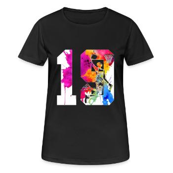 19E ANNIVERSAIRE BASKET NUMÉRO 19 - T-shirt respirant Femme - noir - Devant - AI Model Female 172 light (172cm)