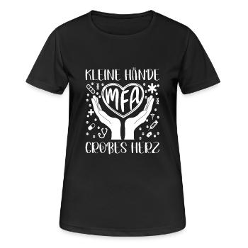 Medical Assistant Big Heart MFA - Women's Breathable T-Shirt - black - Front - AI Model Female 172 light (172cm)