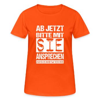 Jugendweihe - Jugendweihe 2026 - Frauen T-Shirt atmungsaktiv - Neonorange - Vorne - AI Model Female 172 dark (172cm)